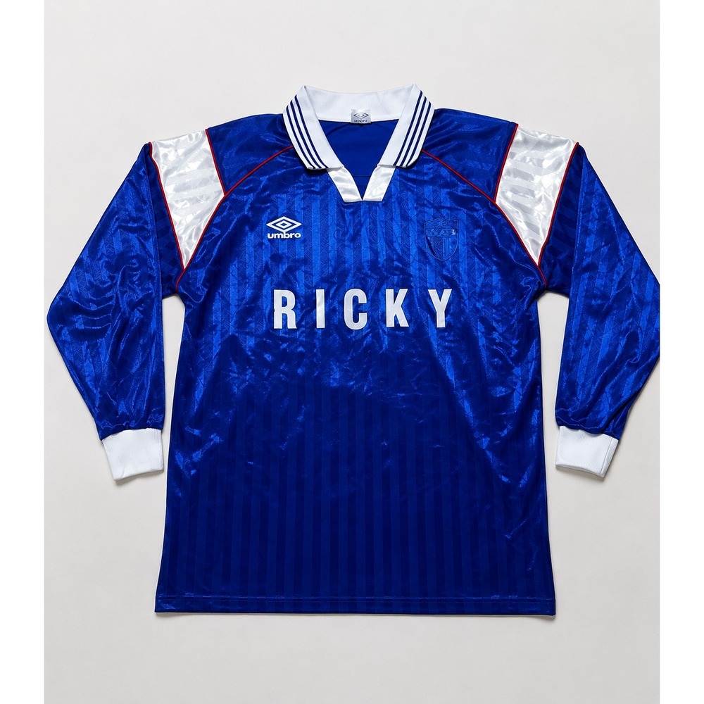 Vintage 90s Umbro Template Long Sleeve Soccer Jersey Blue Mens Size L Ricky 12